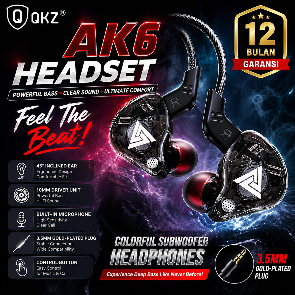 QKZ AK6 Headset In-Ear HIFI Sport Earphone Super Bass In-Ear with Microphone Mic