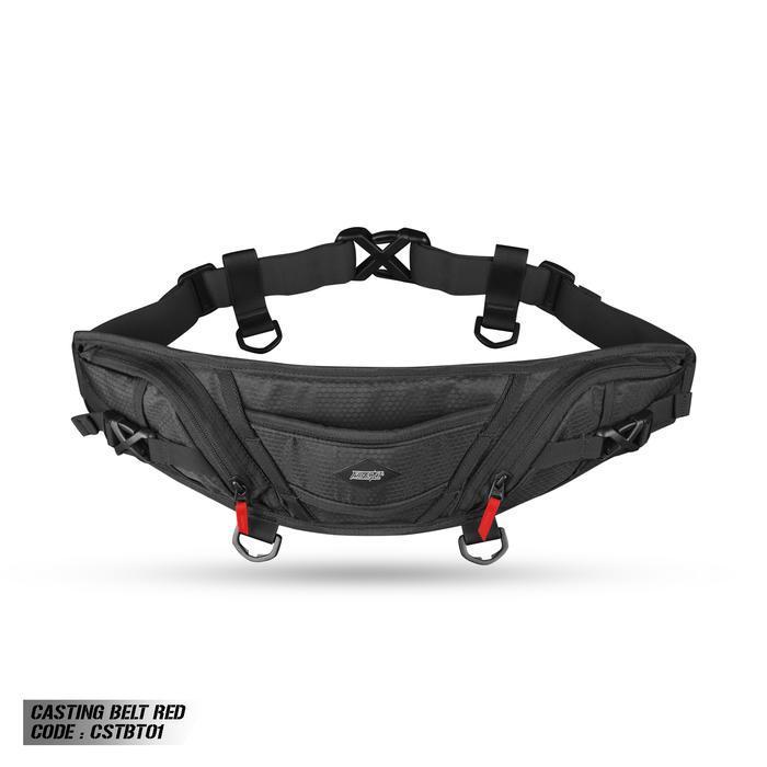 Firecast Casting Belt | Sabuk Mancing | Tas Pancing - BLACK RED, CASTING BELT