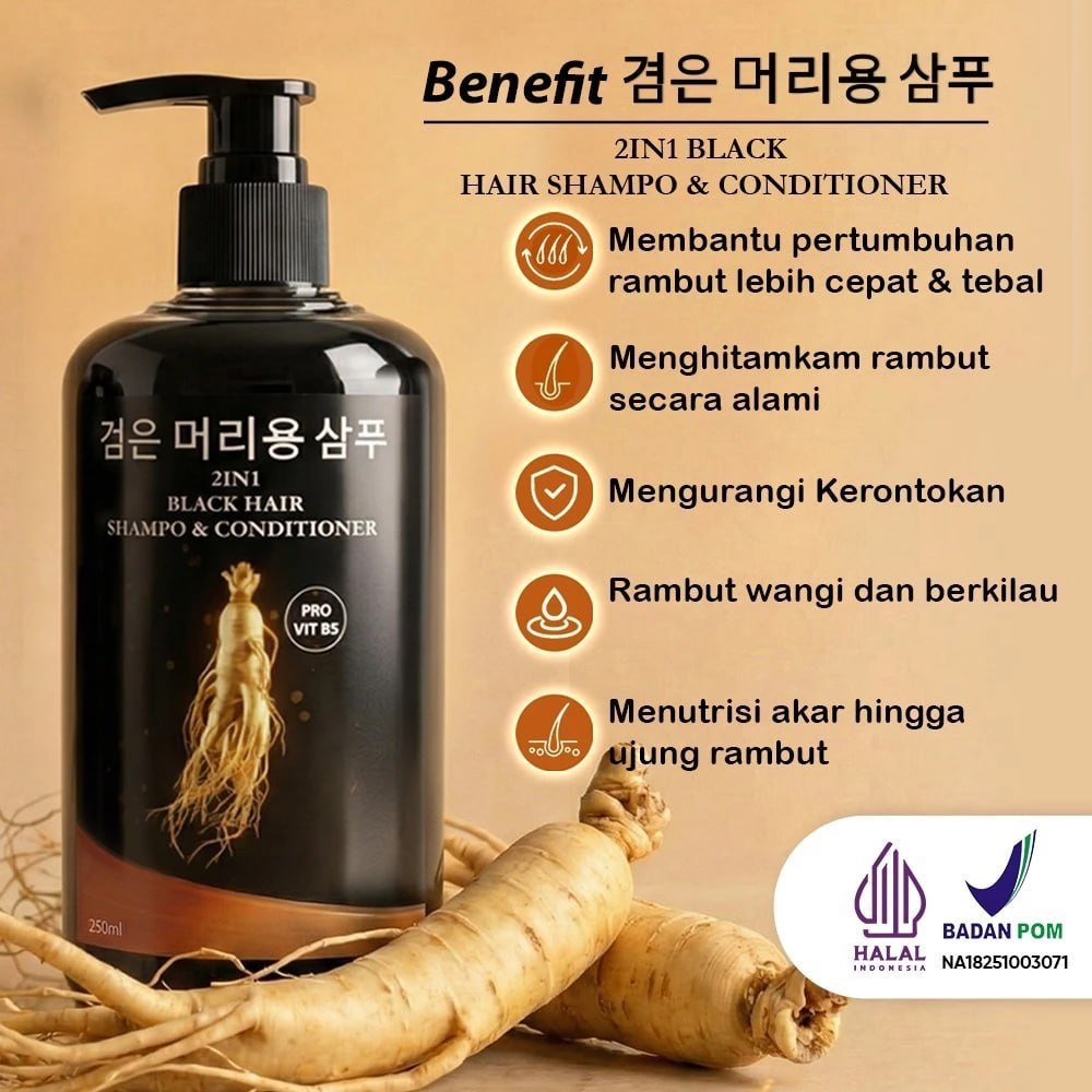 New Black Polygonum Multiflorum Shampoo Anti Rontok  Panjangin Rambut dengan Cepat  Formula Botani y