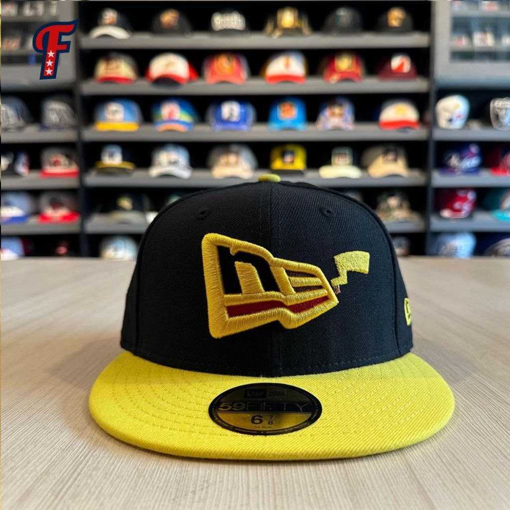 Topi New Era Anime Pokemon Pikachu Logo Collab Black Yellow 59FIFTY Hat Original