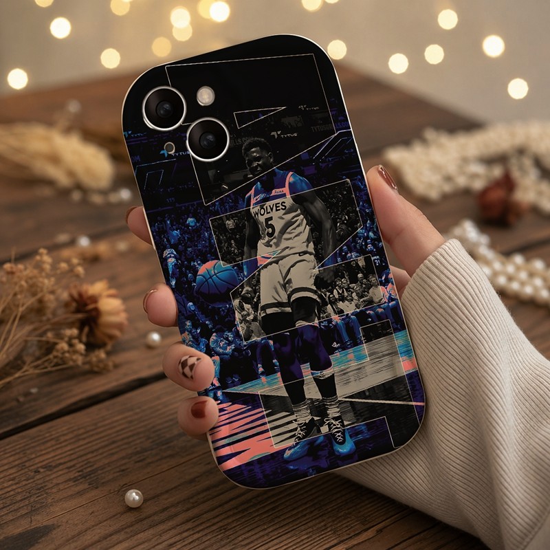 Casing iPhone Redmi Pemain Basket Wolves Nomor 5 Untuk iPhone 16 15 14 13 12 11 Mini Pro E MAX Untuk