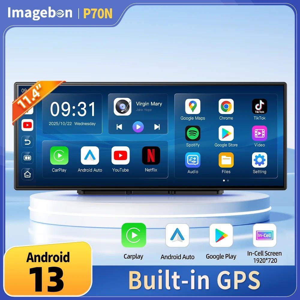 Imagebon P70N Built-in GPS Map Navigation 11.4" In-cell Screen Android System Dash Camera Wireless C