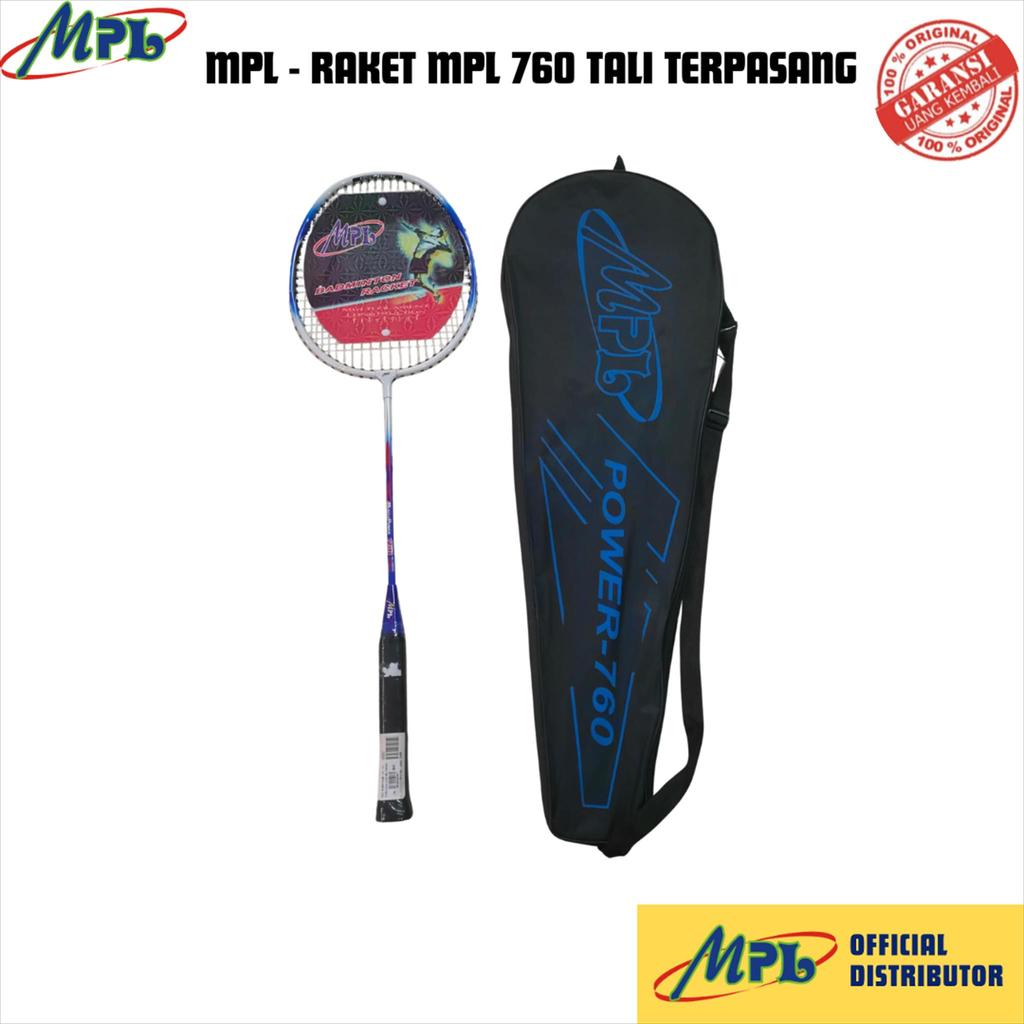 RAKET BADMINTON MPL 760 TALI TERPASANG BLUE + COVER MPL PANJANG