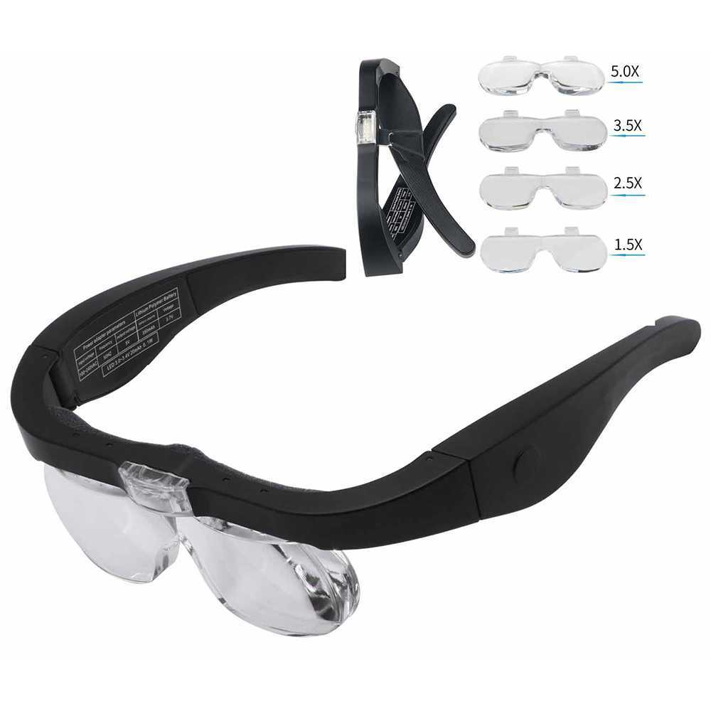 Kaca Pembesar Kacamata Reparasi Lup with 2 LED 4 Lensa  11537DC