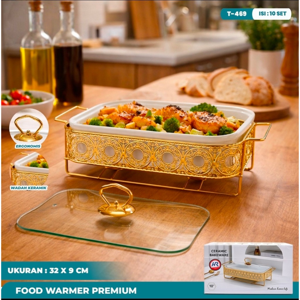 Prasmanan Keramik / Food Warmer Gold