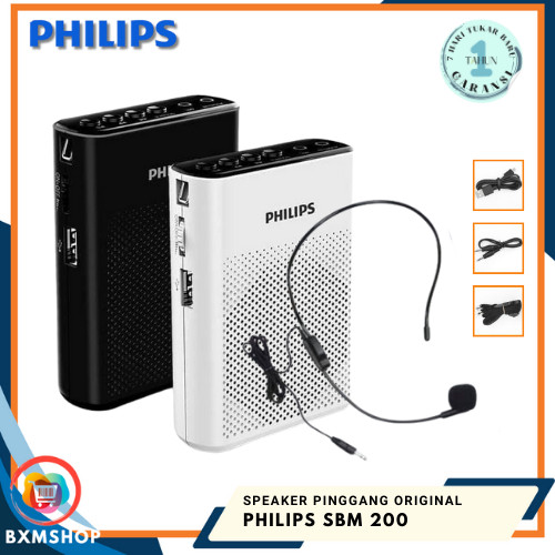 Philips SBM200 Speaker Pinggang + Mic Headset Original – Waistband Portable untuk Presentasi
