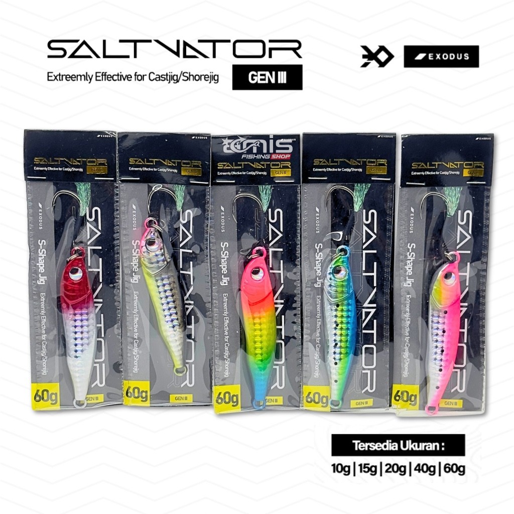 BARU Exodus Salvator Gen 3 dgn Assist Hook Metal Jig GID Umpan 10gr 15gr 20gr 40gr 60gr