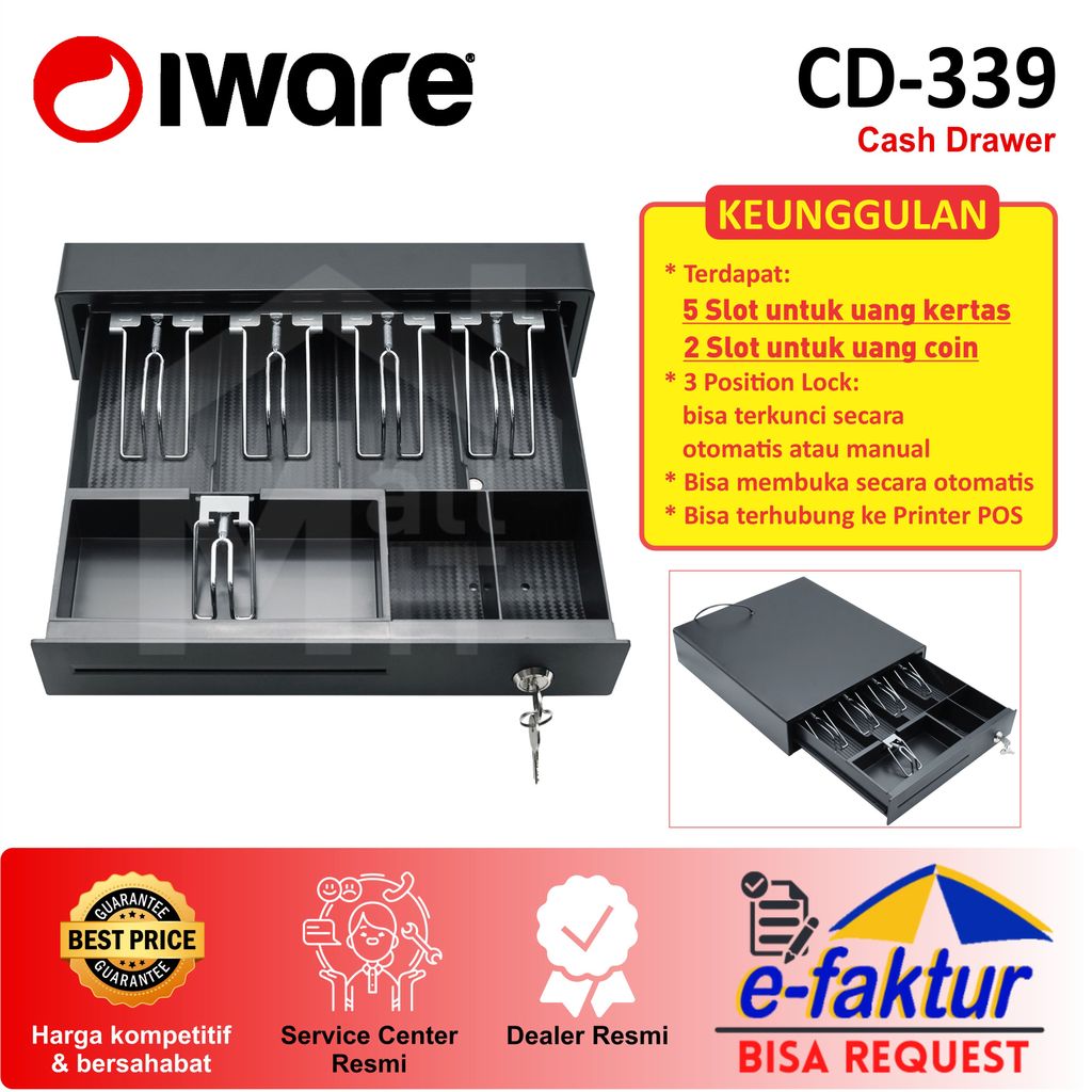 CASH DRAWER LACI KASIR RJ11 IWARE CD-339 CD339 POS Penganti CD330