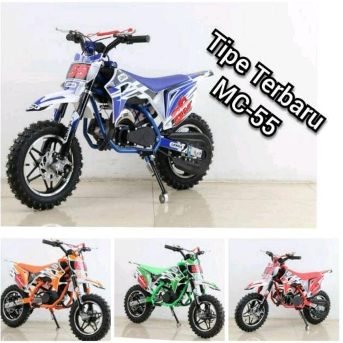 Terbaru Motor Cross Lenka MC55 Rangka KOKOH dan KUAT 50cc 2T Bensin Mini Trail Cross Mini Medium