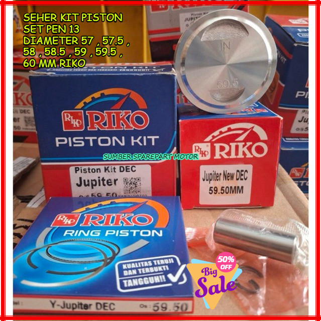 TERBARU SEHER KIT PISTON SET PEN 13 DIAMETER 57 , 57.5 , 58 , 58.5 , 59 , 59.5 , 60 MM RIKO