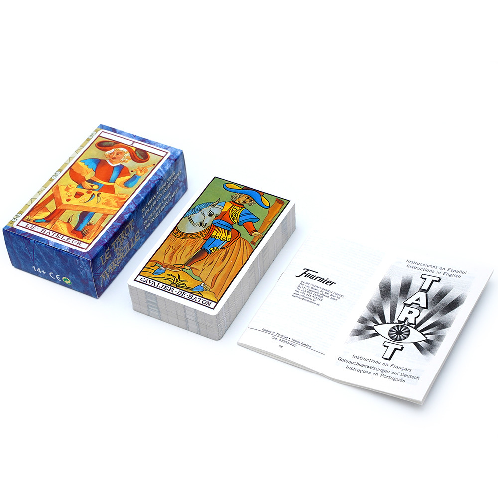 Tarot Spanyol Fournier Permainan Sosial Tarot Marseille 78 kartu berwarna penuh dan buku petunjuk Ta
