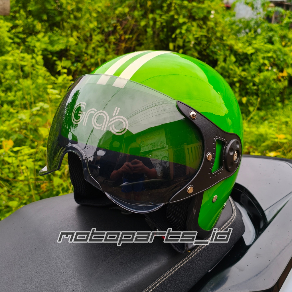 Kita Terbaik|| Helm GrabBike - Helm Ojek Online  GrabBike Baru (Model Bogo Pilot) - All Size L