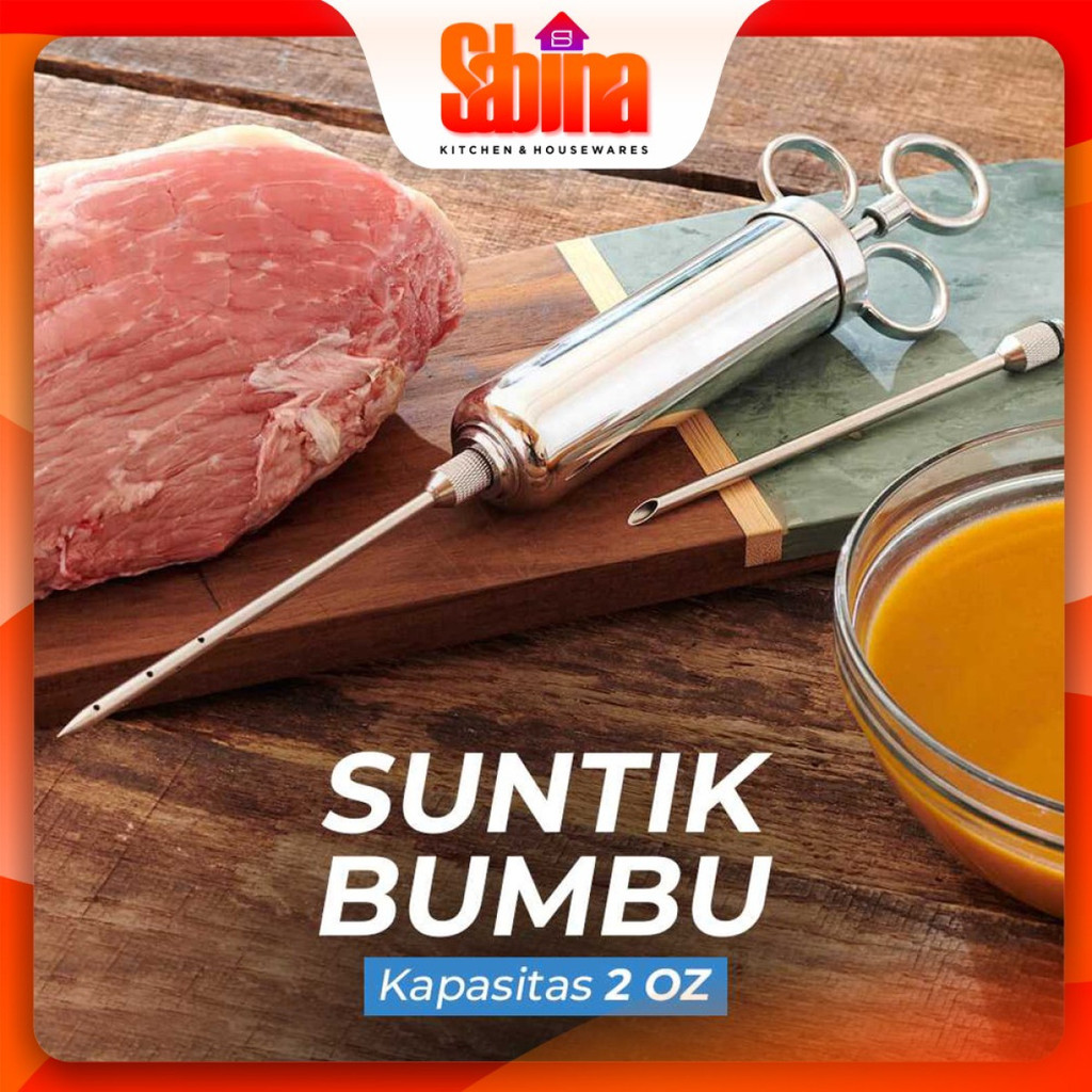 Suntik Injector Dapur Masak Bumbu Daging Kalkun Ayam Stainless Steel