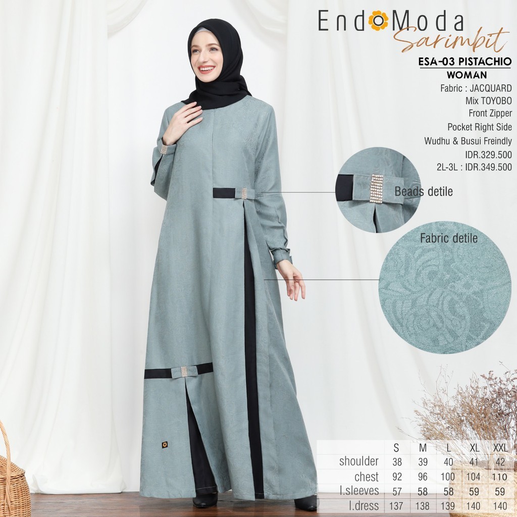 GAMIS DEWASA ENDOMODA FASHIONABLE SARIMBIT LEBARAN 2021 ENDOMODA ESA 03 LAVENDER PISTACHIO FASHION
