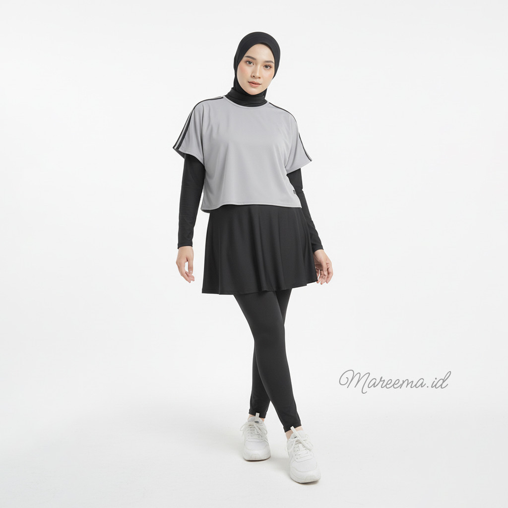Sport Set Muslimah Sport Setelan Senam Celana Jersey Hijab Wanita Rok Olahraga Lari Kiara