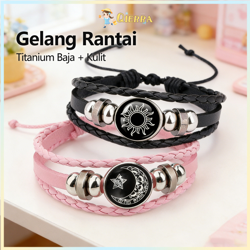 Qierra Gelang Couple Kekasih Matahari dan Bulan Gelang Matahari dan Bulan Banyak Lapisan Gelang Coup