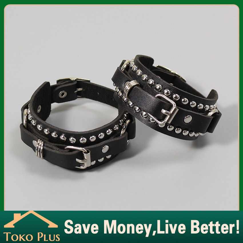 Gelang Kulit Punk Rock Cool FashionAksesoris Punk Rock Gelang Punk Dilengkapi Rock Metal Gothic Gela