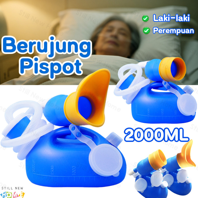 2000ML Urinal Plastik+Tutup Pispot Dewasa Laki Laki & Perempuan Anak Dewasa Orang Tua Tempat Urine U