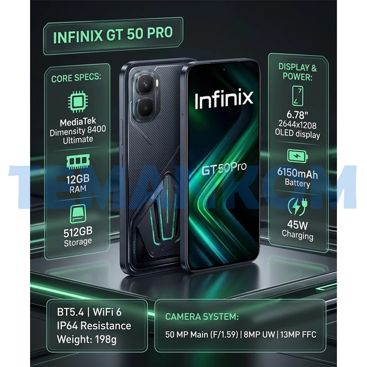Infinix GT 50 Pro 5G 12GB/256GB 12GB/512GB Smartphone Baterai Awet Fast Charging 6150mAh - Garansi R