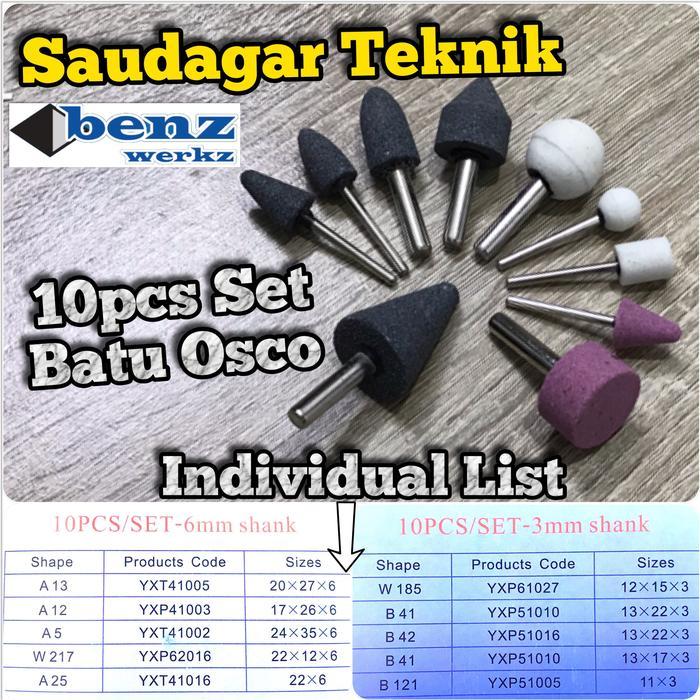 RIDELOOK Mata Bor Gerinda Mini Grinder Set Batu Osco Set Batu Gerinda Tangkai - Set 10pcs