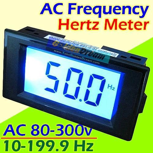 AC Frequency Meter Digital Hertz Meter Pengukur Hz w/ Frame Lampu Biru