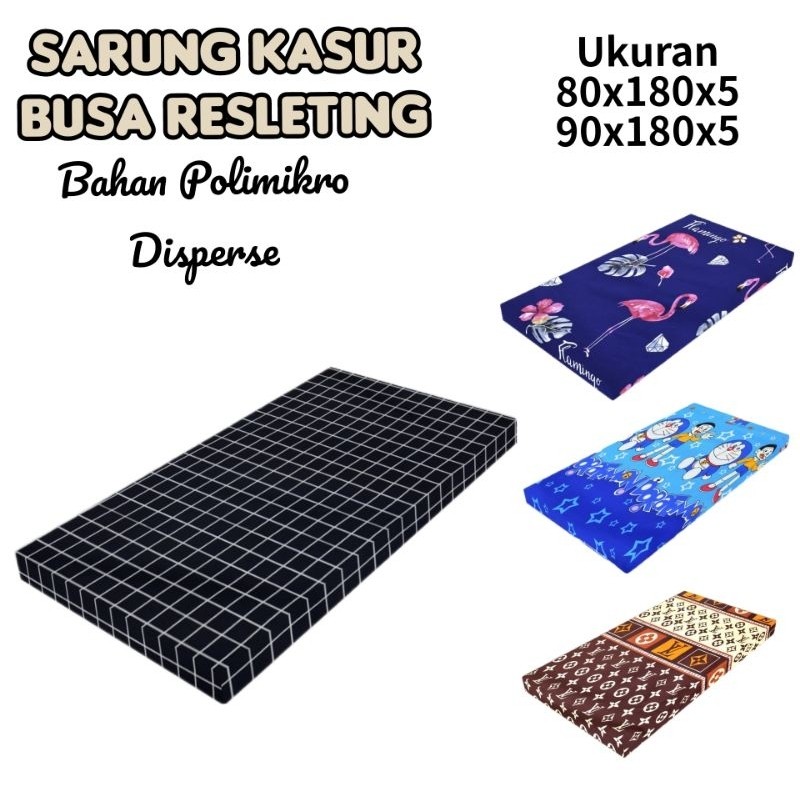 MULYO - Sarung/Cover Kasur Resleting Untuk Kasur Busa Bahan Mikrotex Disperse Kain Bawah Spunbon Hit