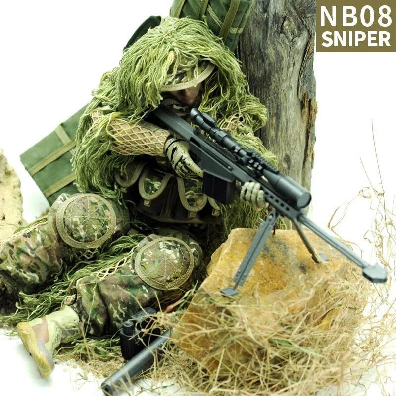 1/6 Scale Plastic Collection Ornaments Sniper with Barrett Military Male Doll Model for 12" Action F