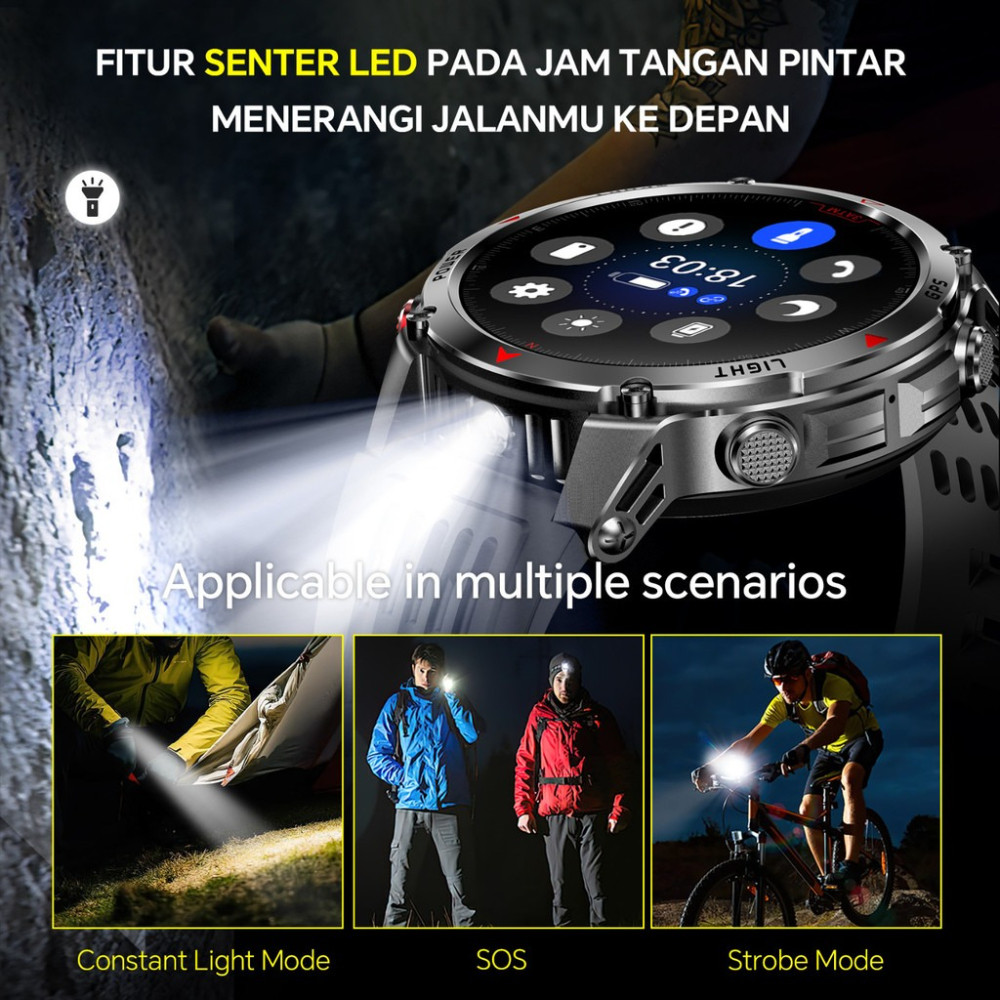 HOT PRODUCT Morein Rock 2 GPS Jam Tangan Smartwatch - Layar HD 1.46'' GPS + Kompas Altimeter +