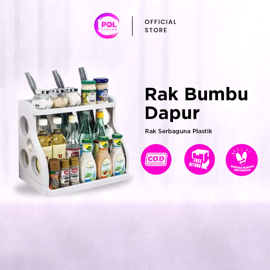 warung_santai - POL - Rak Bumbu Dapur + Rak Piring 2 Susun Plastik