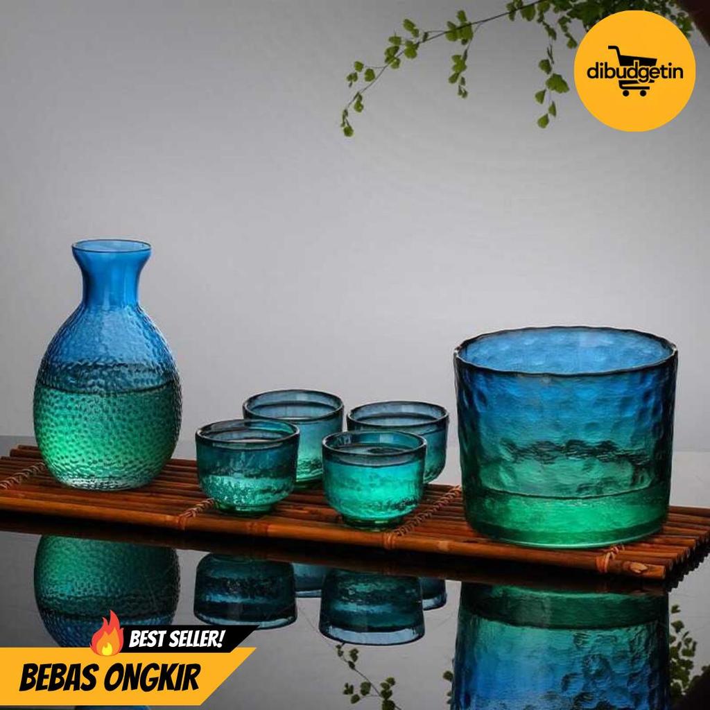 Set Teko Gelas Kaca Borosilikat Kopi Teh 4 Cangkir 1 Teko 1 Gelas - FC174