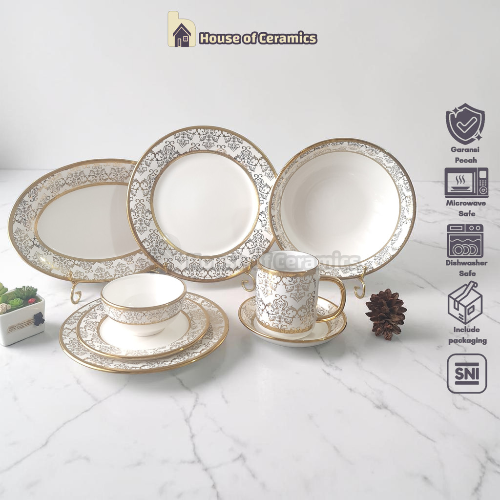 ROYAL ALFRED Piring Mangkok Keramik REGINA SERIES Makan Piring Makan EMAS Keramik Cantik Aesthetic B