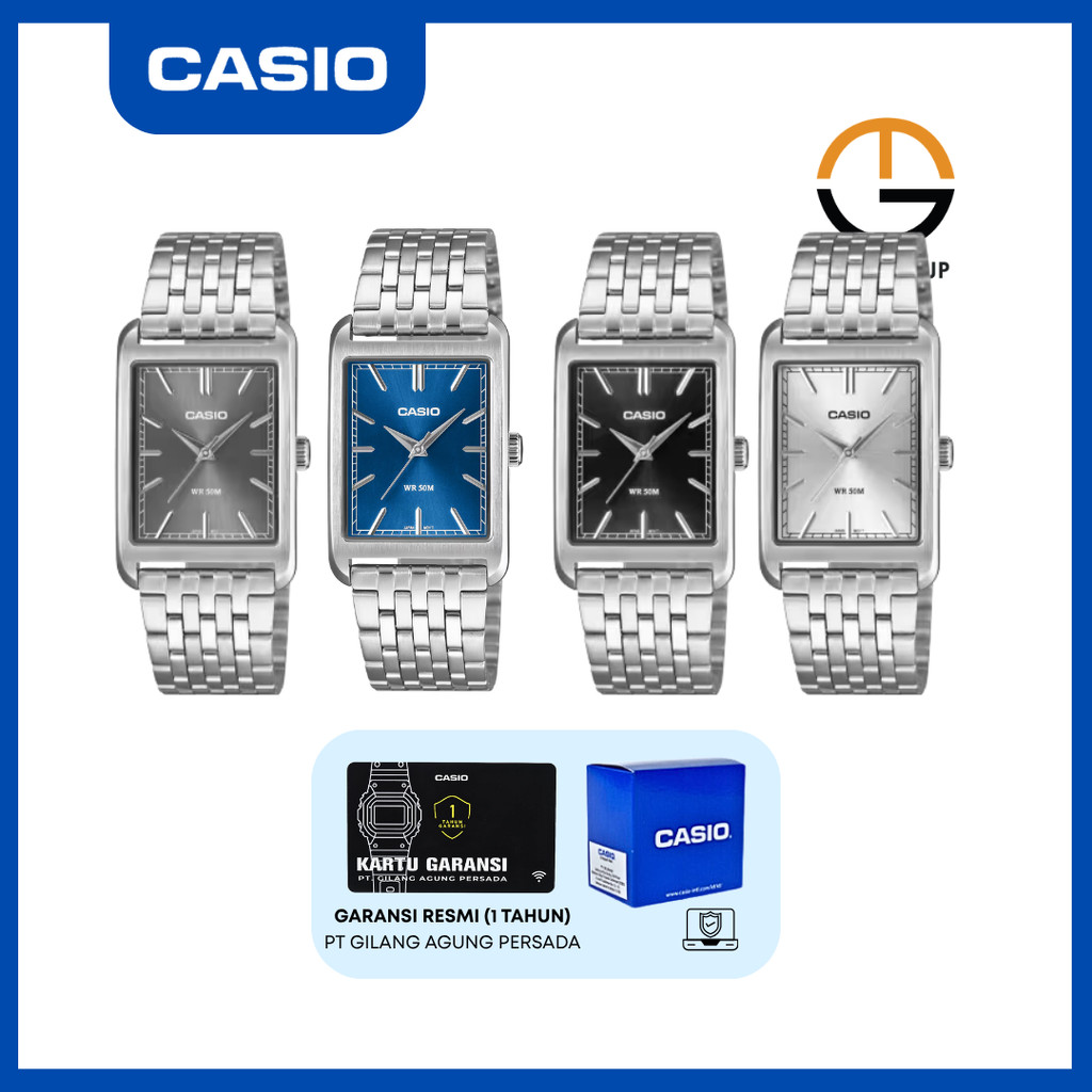 JAM TANGAN PRIA CASIO MTPB215D MTP-B215D ANALOG STAINLESS STRAP ORIGINAL