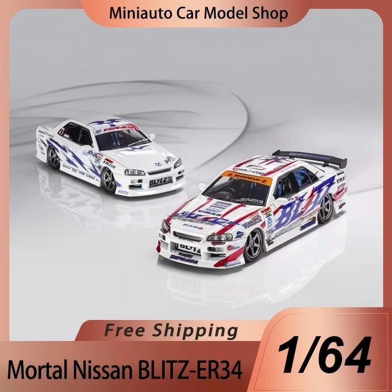 New In Stock Mortal 1:64 Nissan Gtr D1gp Blitz Er34 Alloy Miniature Diecast Model Two Car Set D1gp V