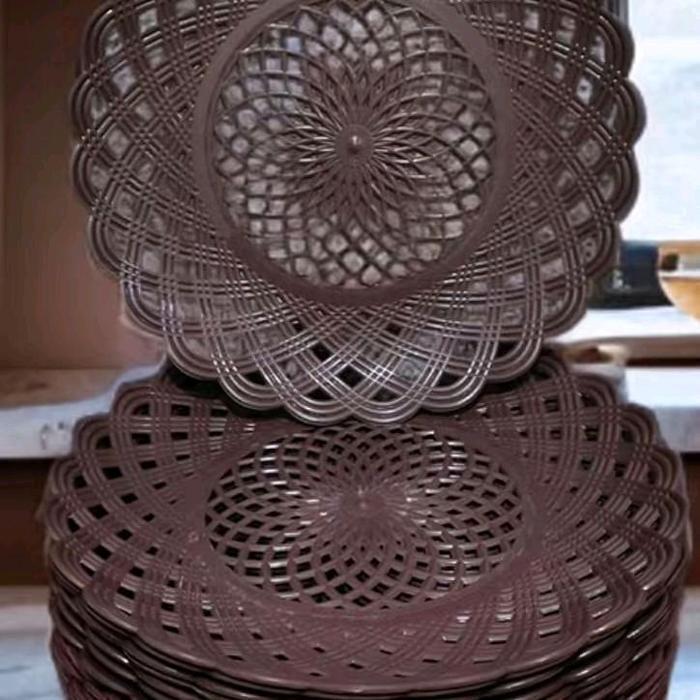 Ready piring rotan plastik 24pcs , piring plastik cantik , piring plastik , piring rotan plastik cek