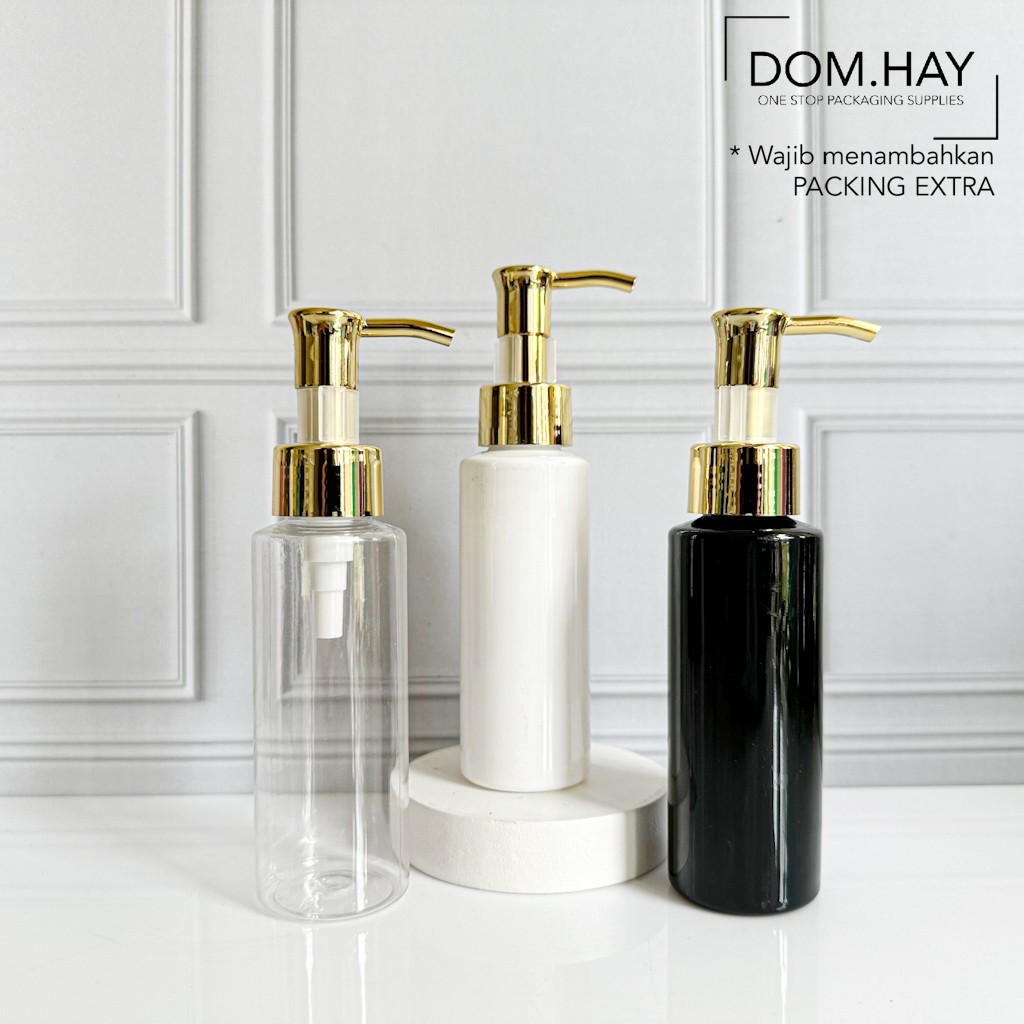 Botol Plastik Pump Oil Gold 100ml RF Dish Soap Sabun Body Hand Wash Shampoo Gel Minyak Kemasan Plast