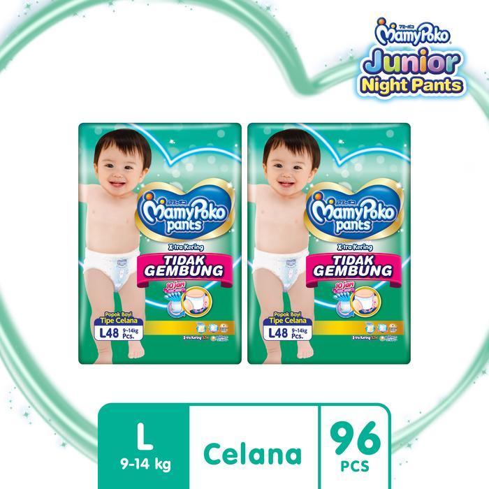 2 Ball MamyPoko Pants X-tra Kering Slim Tidak Gembung - Popok Celana Twin Pack - L 48, Standar