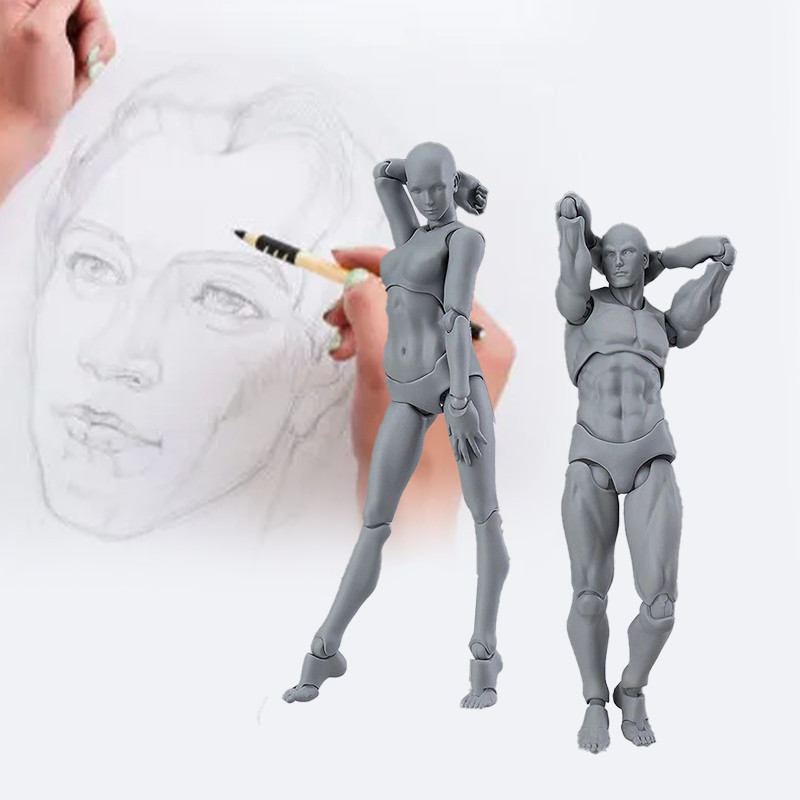 Action Figure Body Kun Chan Model Mannequin Gambar Lukis Anime Pria Wanita 30 Titik Artikulasi PVC