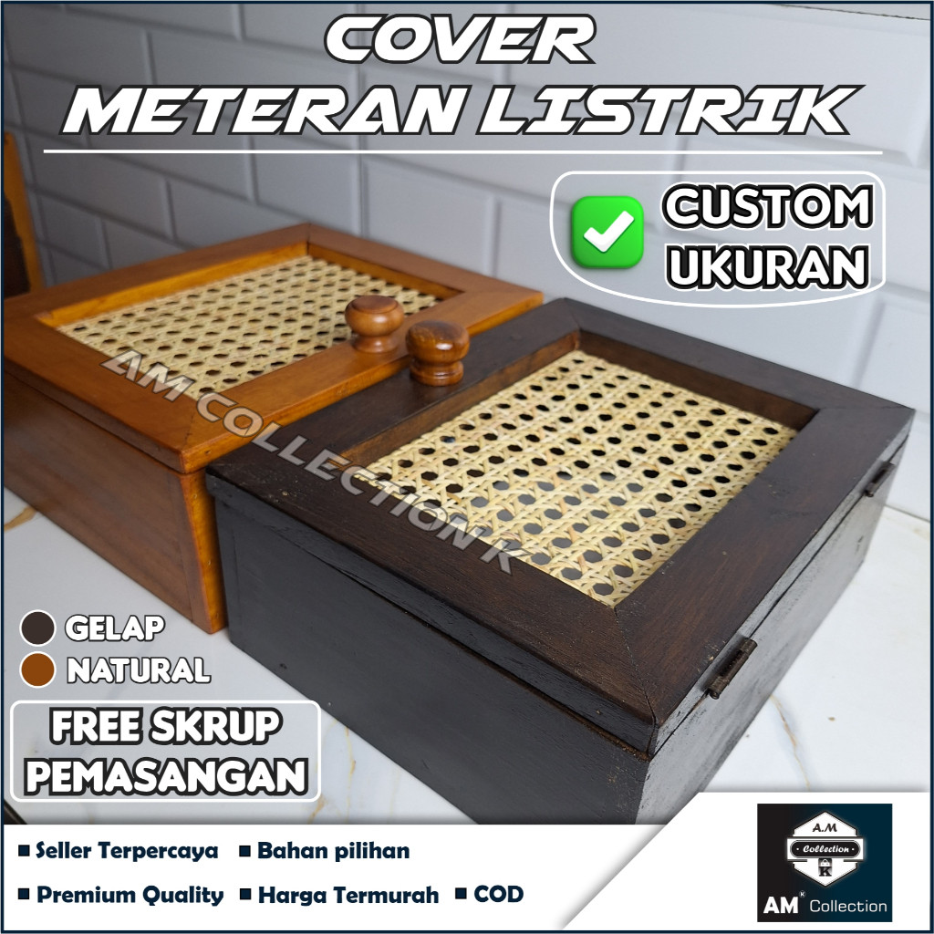 SES - EXPORT Box KWH Meteran Listrik Pulsa - Panel Listrik MCB dan Stopkontak - Bahan Kayu Anyaman R