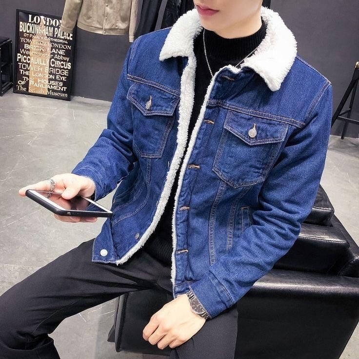 JACKET JEANS SHERPA JACKET DENIM BULU PRIA DAN WANITA TERLARIS BIKER DILAN SHERPA