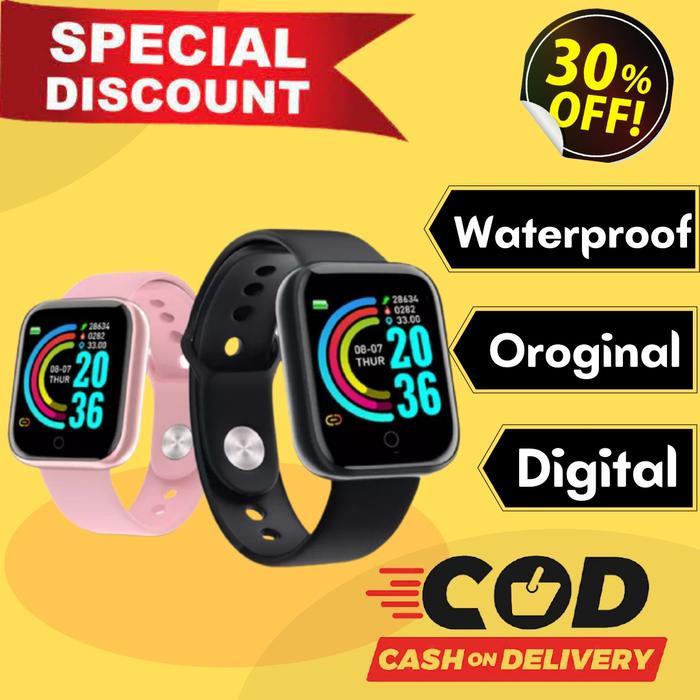 Y68 smart watch Bluetooth Sport Waterproof Fitness bracelet hitam - Merah Jambu