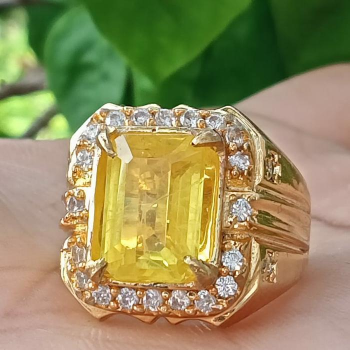 CINCIN BATU PERMATA YELLOW SAFIR AFRIKA NATURAL - Gold, 6