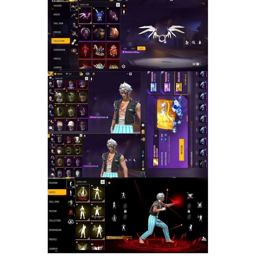 AKUN FF Sultan-Level Tinggi,Skin Langkap,ready akun ff murah-bagus ff full skin