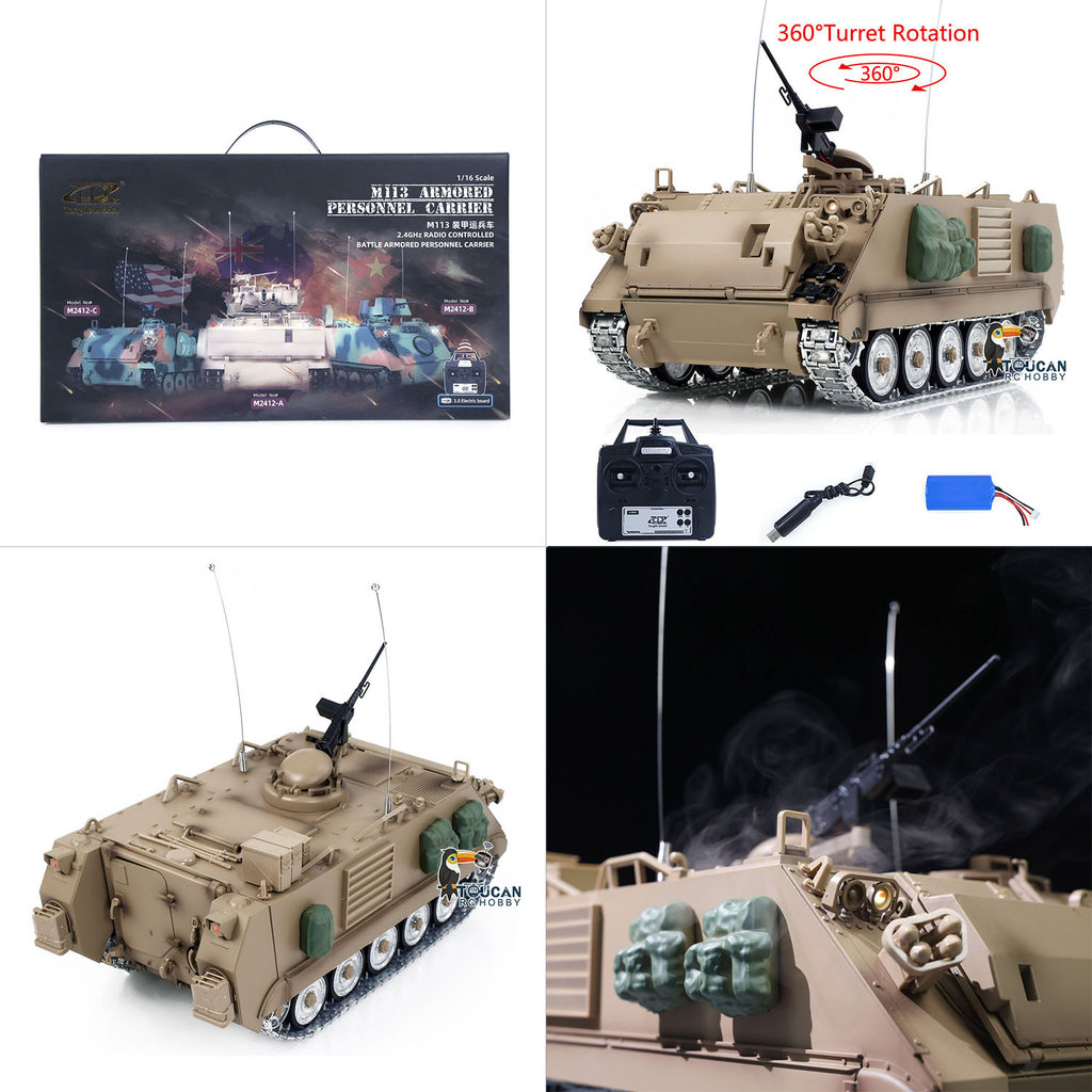 Toy TD 1/16 RC Tank M2412-C M113A2 APC Infrared Turret Rotary 360 Degree Controlled Electric Militar