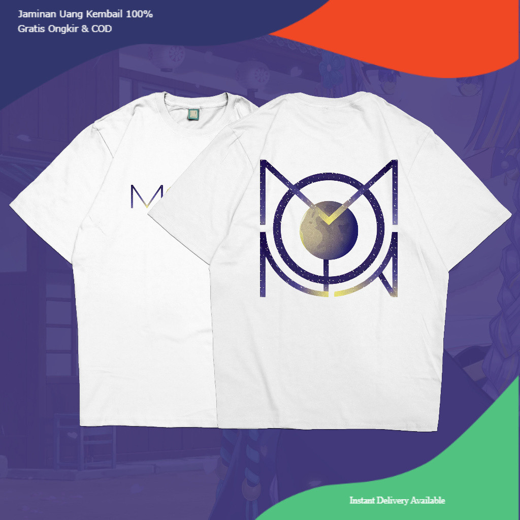 Baju Moona Hoshinoa Area 15 Dewi Bulan Holo ID Hololive Indonesia Kaos Anime Vtuber T-Shirt  d1