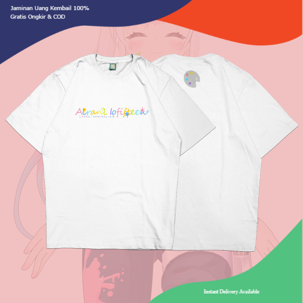 Baju Airani Iofifteen Area 15 Yopi Holo ID Hololive Indonesia Kaos Anime Vtuber T-Shirt  d1