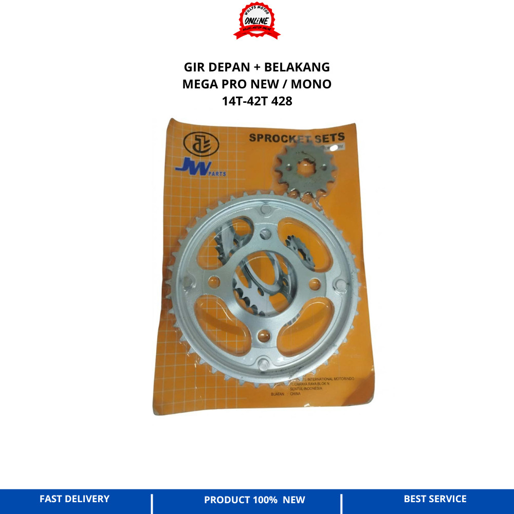 GIR MEGA PRO NEW MONO DEPAN BELAKANG 14T-42T 428 JW PART