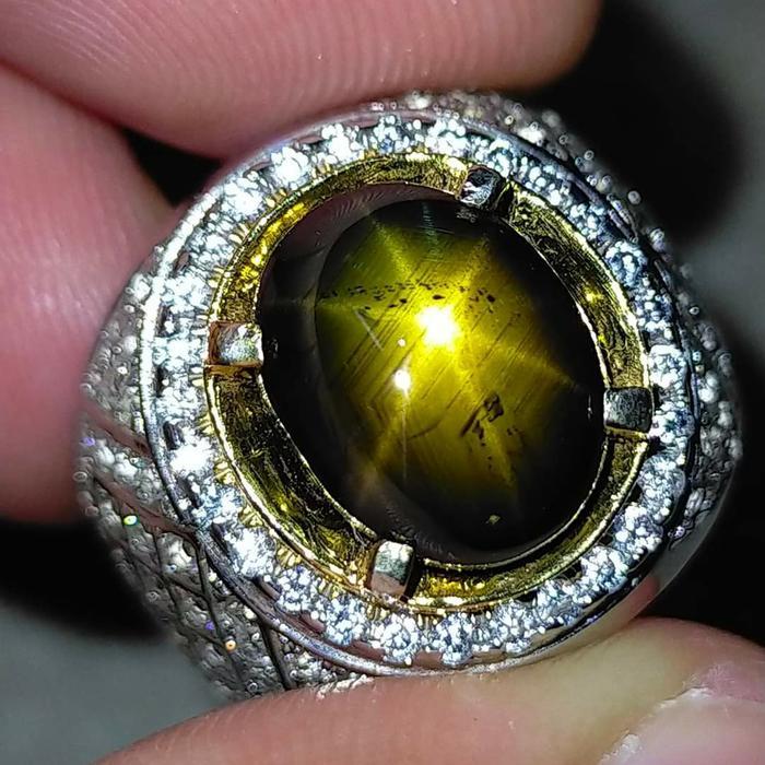 CINCIN BATU NATURAL BLACK SAFIR ( GOLDEN STAR )