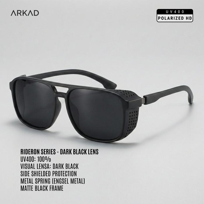 PROMO  [Kacamata Riding] Rideron - Kacamata UV400 Polarized Anti Debu Anti Silau Original - Dark Bla