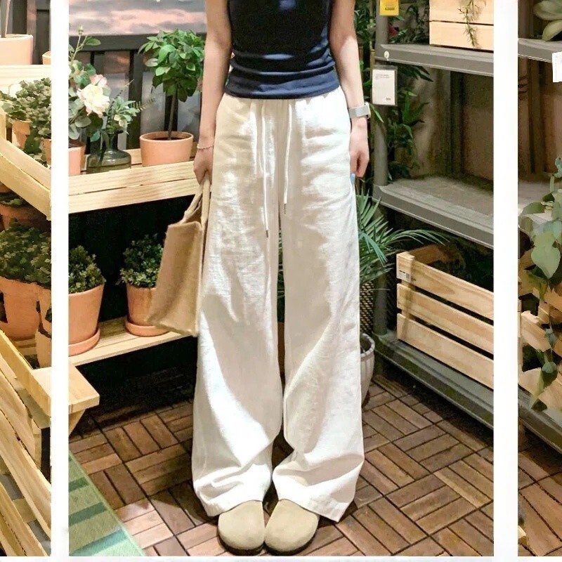 VELVANA COD Celana Kulot Wanita Putih High Waist Ice Silk Bahan Adem Jatuh Loose Wide Leg Quick Dry 