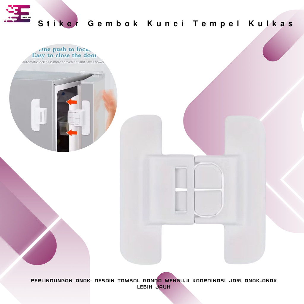 1 Set Stiker Gembok Tempel Kunci Pengaman Anak Penutup Pintu Kulkas Laci Lemari Tempel Furniture Mul